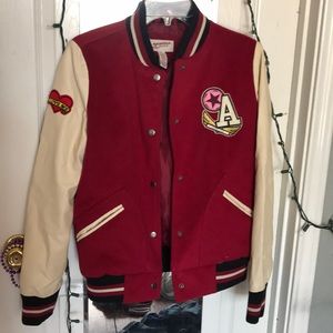 Red/black/off white lettermen jacket